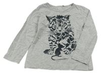 Šedé melírované triko s kočičkou Kiki&Koko