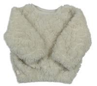 Smetanová vzorovaná chlupatá mikina 