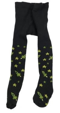 Tmavošedé teplé punčocháče s hvězdičkami a raketami Ergee