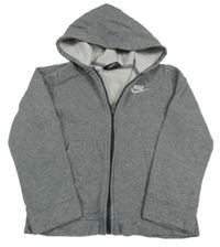 Šedá melírovaná propínací mikina s logem a kapucí Nike