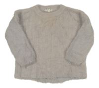 Světlešedý žebrovaný chlupatý svetr RIVER ISLAND