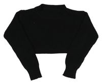 Černý žebrovaný pletený crop svetr SHEIN