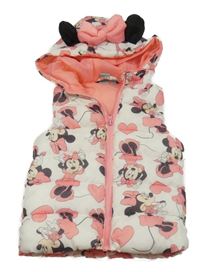 Smetanová prošívaná šusťáková zateplená vesta s Minnie Disney