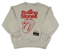 Světlešedá oversize mikina s potiskem - Rolling Stones ZARA
