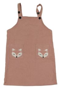 Starorůžové manšestrové šaty s liškami SHEIN