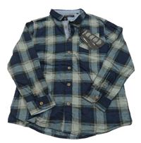 Nové - tmavomodro-černo-šedá kostkovaná košile BRAVE SOUL