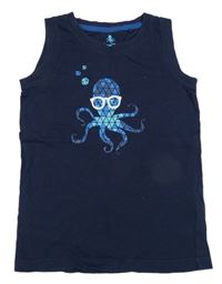 Tmavomodré tílko s chobotnicí lupilu