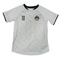 Bílo-světlešedo-černý vzorovaný funkční fotbalový dres Deutschland a číslem H&M