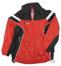 Červeno-černo-bílá šusťáková sportovní bunda s ukrývací kapucí JAKO