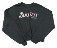 Černá crop mikina s nápisem H&M