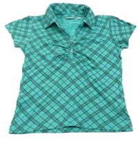 Tyrkysovo-černé kárované polo tričko NKD