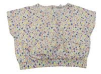 Bílo-barevné květované crop tričko zn. Topolino