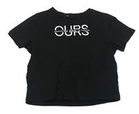 Černé crop tričko s nápisem Primark