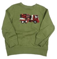 Khaki mikina s mixem betonu z překlápěcích flitrů Topolino