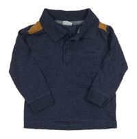 Tmavomodré melírované polo triko s kapsou F&F
