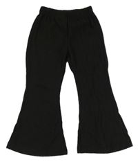 Černé žebrované úpletové flare kalhoty