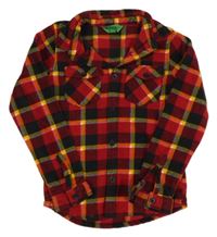 Červeno-černo-žlutá kostkovaná fleecová funkční košilová bunda Mountain Warehouse