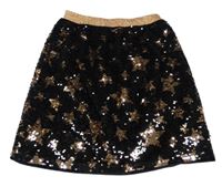 Černo-bronzová flitrová sukně s hvězdami George