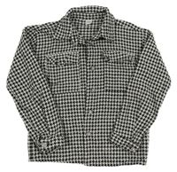 Černo-bílá kostkovaná třpytivá vlněná košilová bunda LC Waikiki