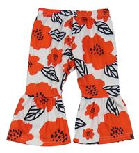 Bílo-červené květované lehké hippie kalhoty PatPat