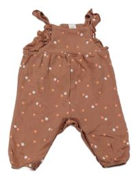 Hnědé květované laclové tepláky s volánky Topomini