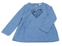 Modrá melírovaná tunika se srdcem z nápisů Topolino