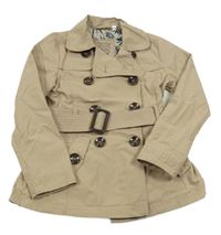 Hnědý šusťákový jarní kabátek s páskem C&A