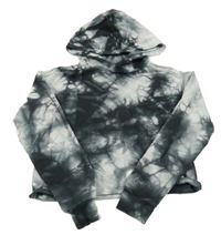 Černo-světlešedá batikovaná crop mikina s kapucí Blue Effect