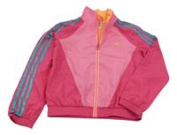 Růžovo-fuchsiová šusťáková sportovní bunda s logem Adidas