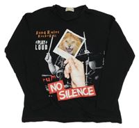 Černé triko s lvem a rukou Zara