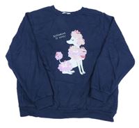 Tmavomodrá mikina s pudlem s překlápěcími flitry H&M
