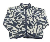 Bílo-tmavomodrá vzorovaná huňatá propínací mikina Primark