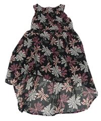 Černé vzorované šifonové šaty