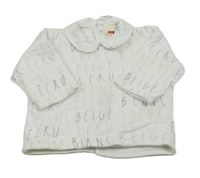 Bílá podšitá mikina s nápisy a límečkem