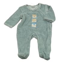 Zelenošedý sametový overal se zvířaty Vertbaudet