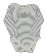 Bílo-modré pruhované žebrované body s medvědem F&F