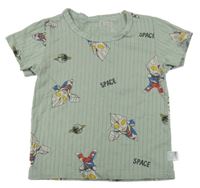 Zelenošedé žebrované tričko se superhrdiny