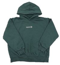 Tmavozelená mikina s výšivkou a kapucí Zara