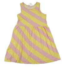 Růžovo-žluté pruhované bavlněné šaty H&M