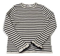 Béžovo-černý pruhovaný žebrovaný svetr H&M