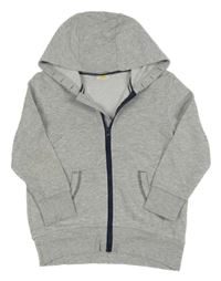 Šedá melírovaná propínací mikina s kapucí Kids