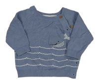 Modrý propínací svetr s velrybou Primark