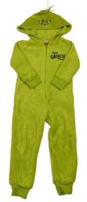 Limetková chlupatá kombinéza s kapucí - Grinch