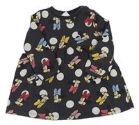 Tmavošedo-barevné puntíkaté teplákové šaty s Minnie Disney