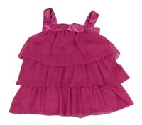Fuchsiový šifonový vrstvený top s mašlí H&M