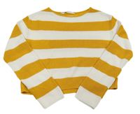 Bílo-okrový pruhovaný lehký crop svetr H&M