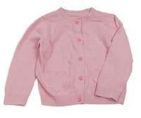 Světlerůžový propínací lehký svetr se srdíčky Mothercare