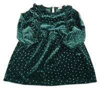 Zelené sametové puntíkaté šaty s volánky H&M