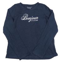 Tmavomodré triko s nápisem Primark