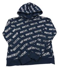 Tmavomodrá mikina s nápisy a kapucí C&A